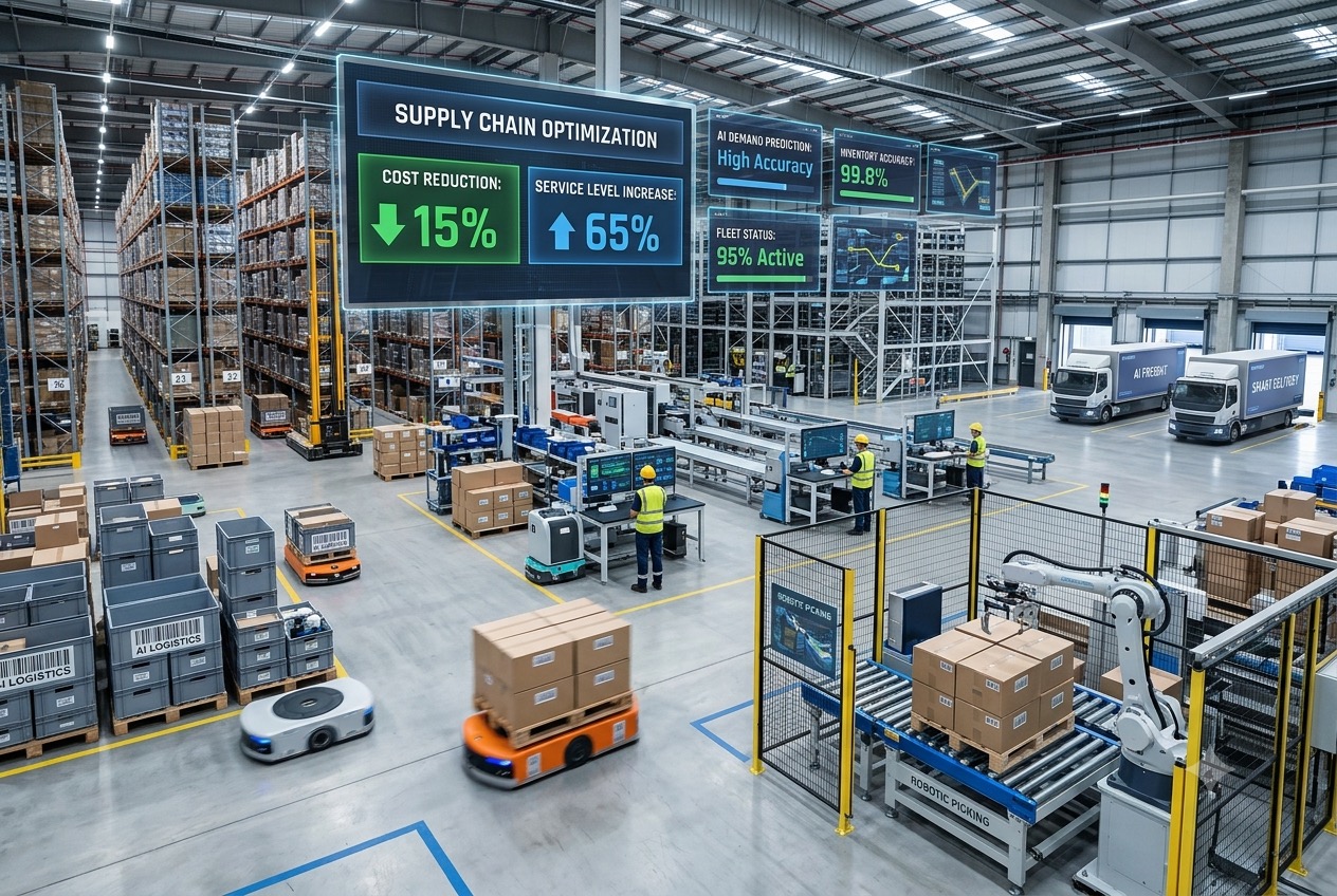 AI ใน Supply Chain — ลด Logistics Cost 15% เพิ่ม Service Level 65%