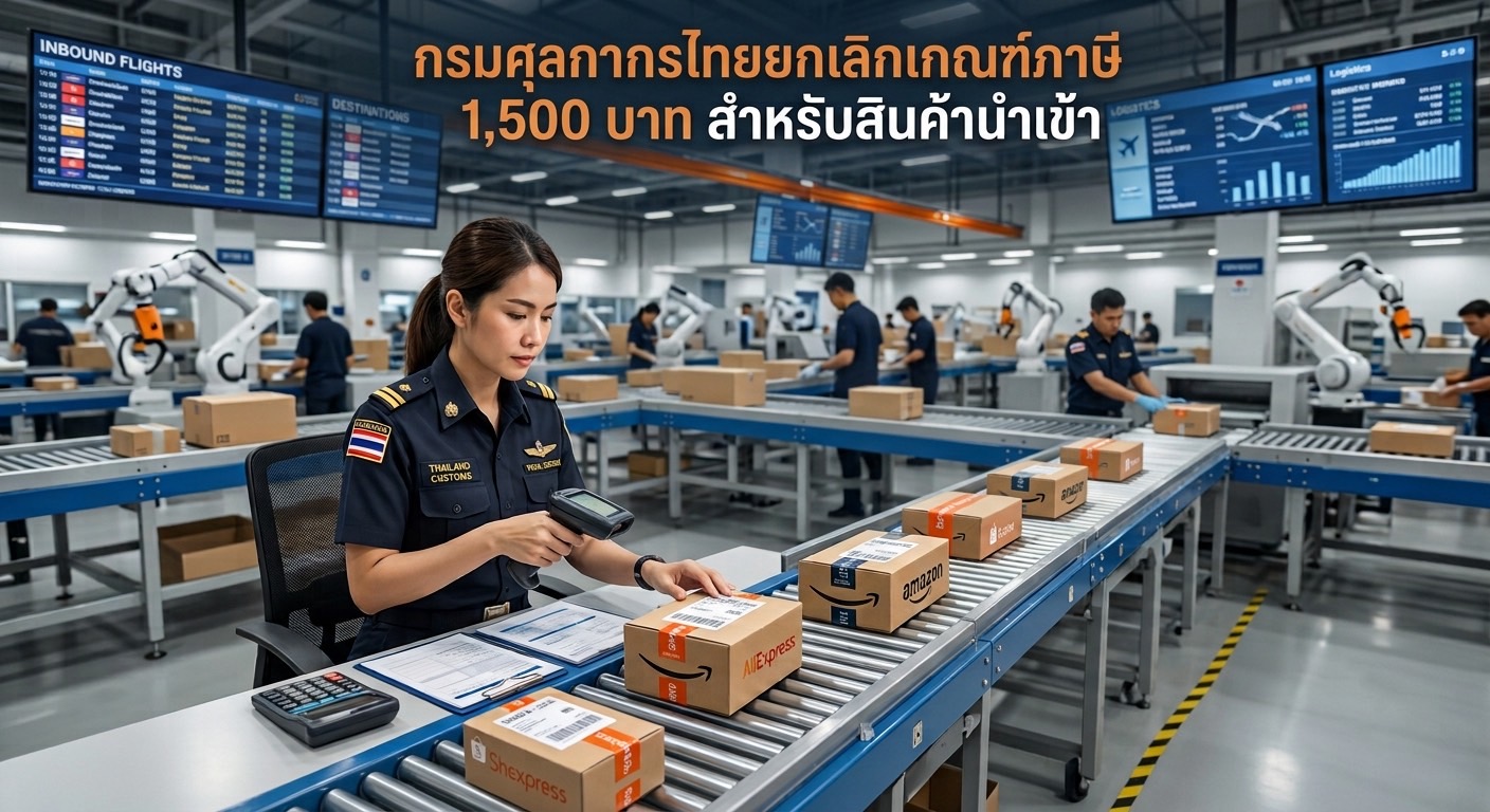 ไทยยกเลิก De Minimis 1,500 บาท — เก็บภาษีนำเข้าตั้งแต่ 1 บาท ปี 2026